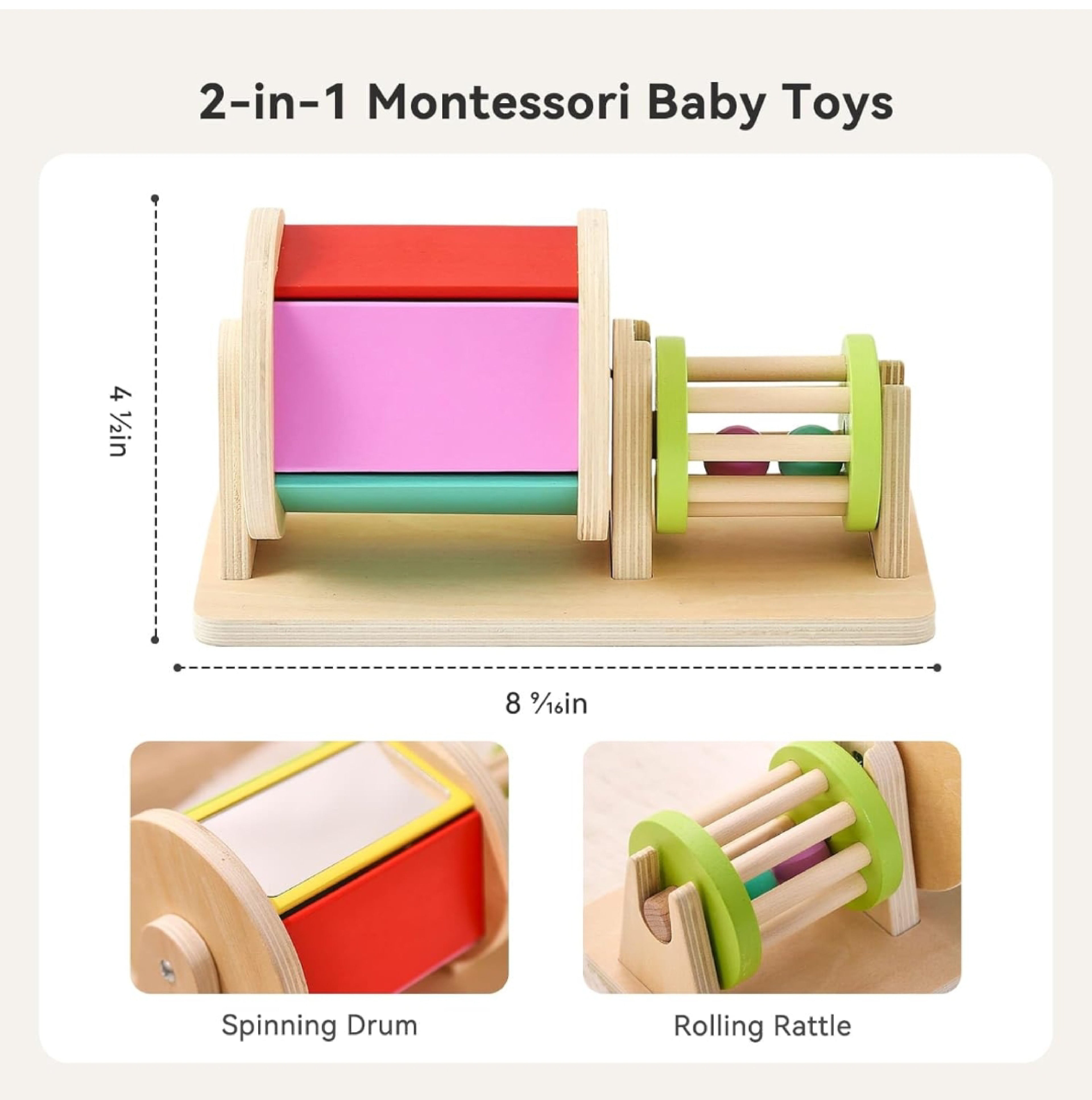 Wooden Baby Rolling Drum - Sensory Toy