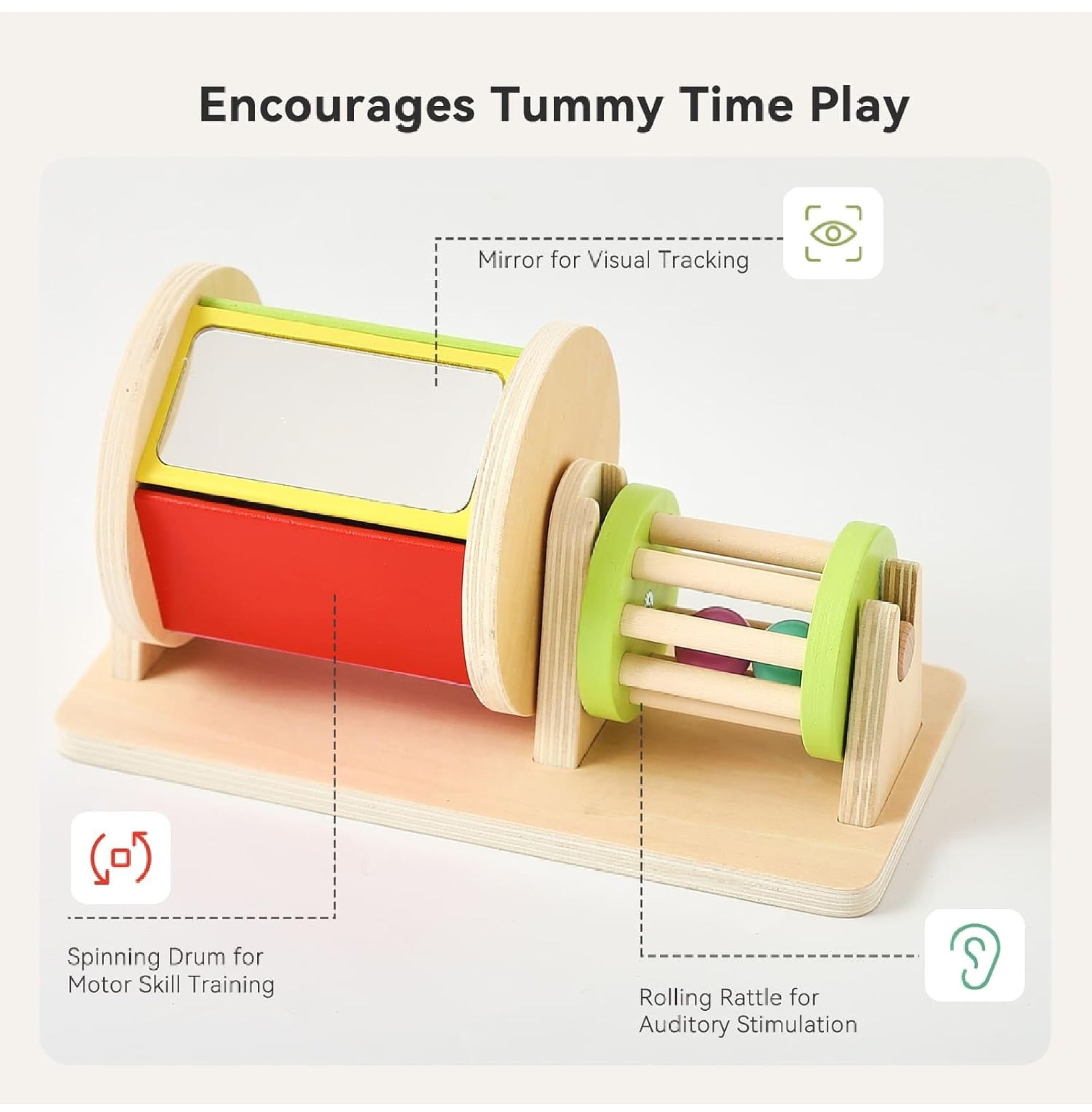 Wooden Baby Rolling Drum - Sensory Toy