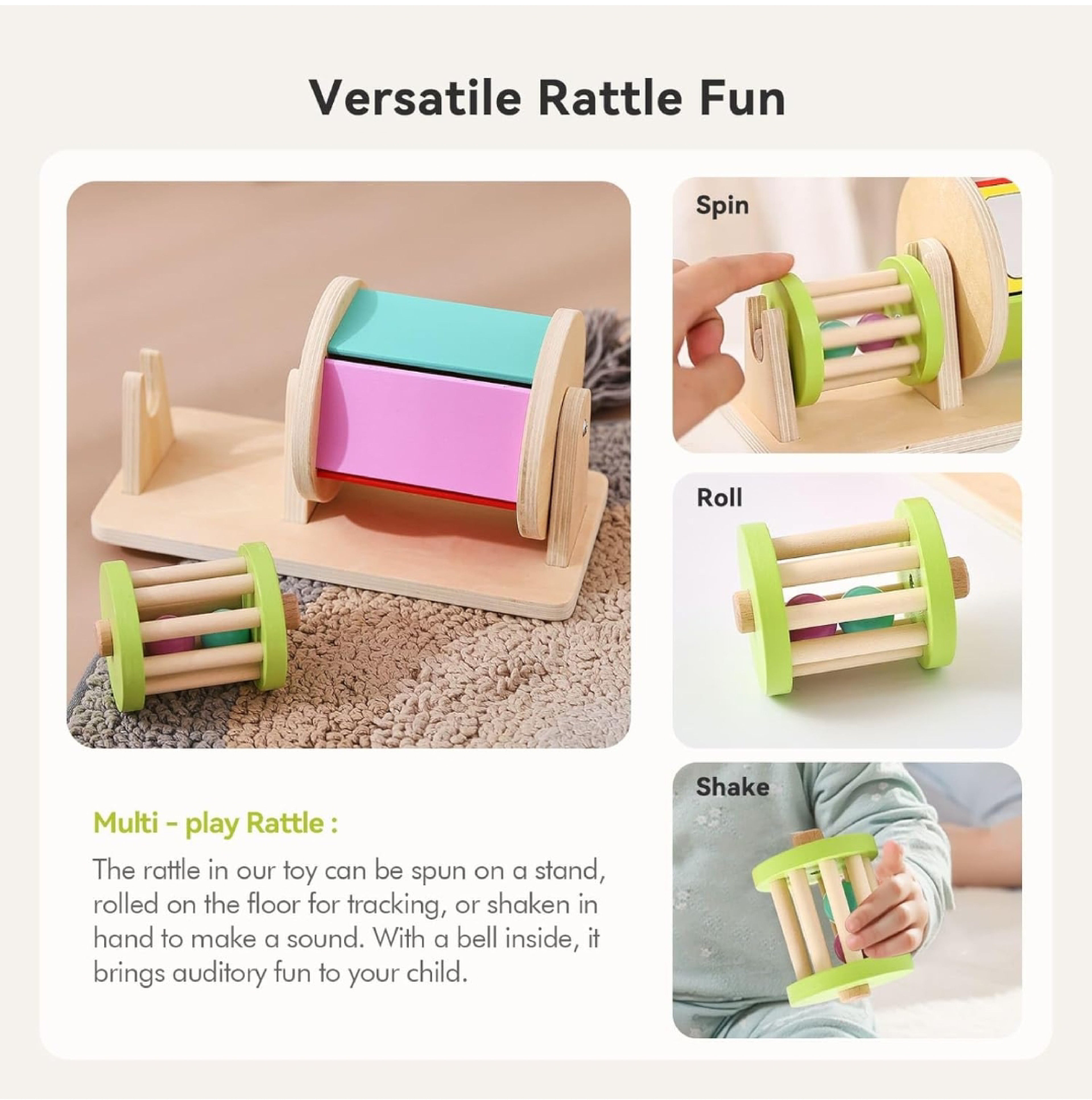 Wooden Baby Rolling Drum - Sensory Toy