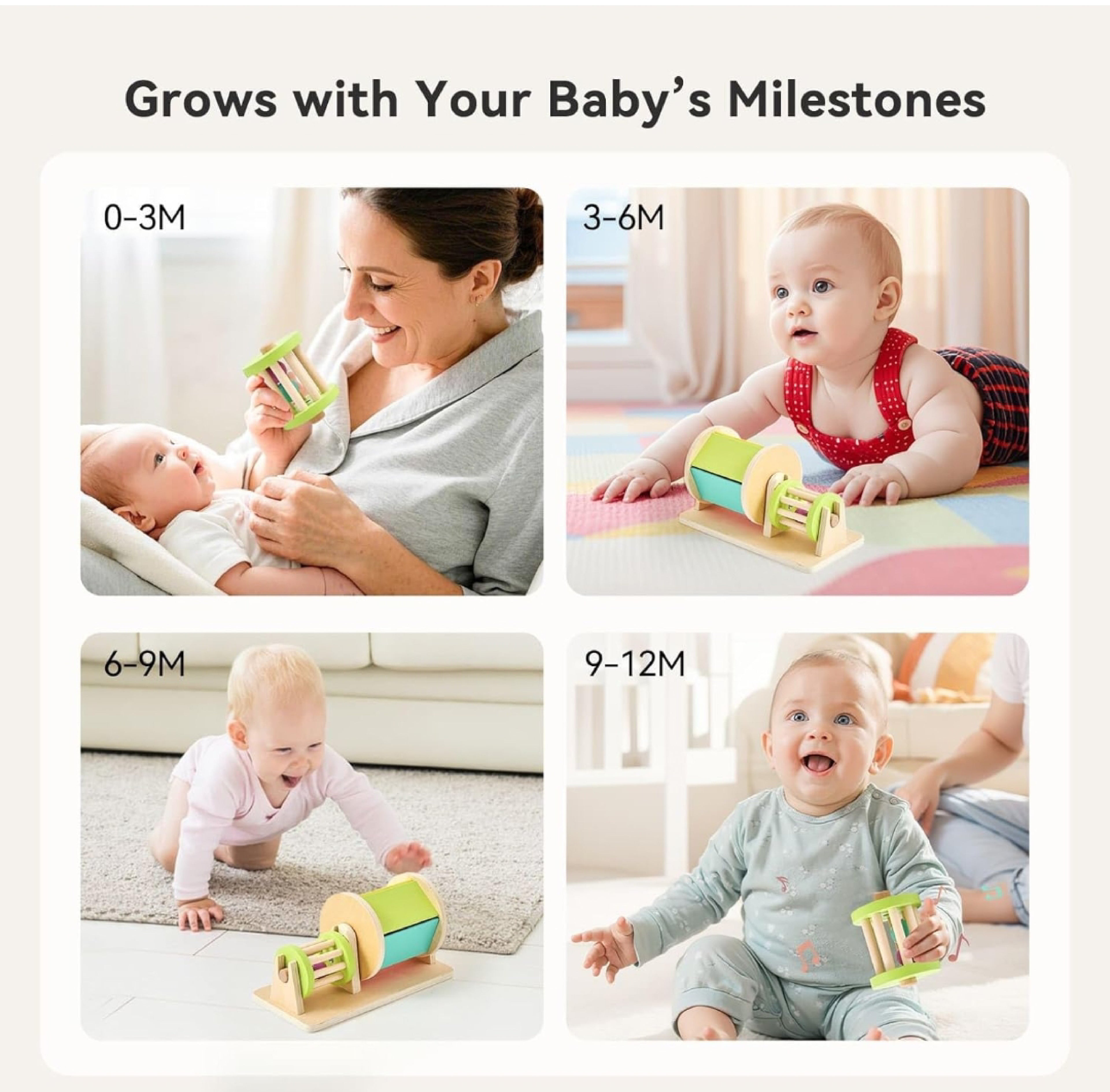 Wooden Baby Rolling Drum - Sensory Toy