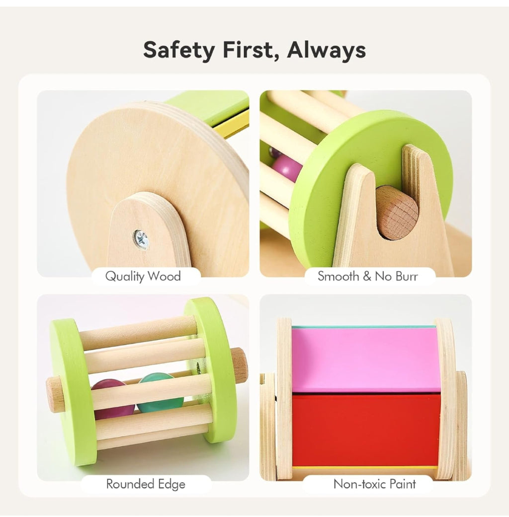 Wooden Baby Rolling Drum - Sensory Toy