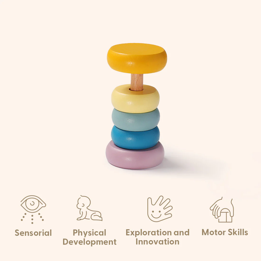 Wooden Baby Rattle - First Sensory Toy