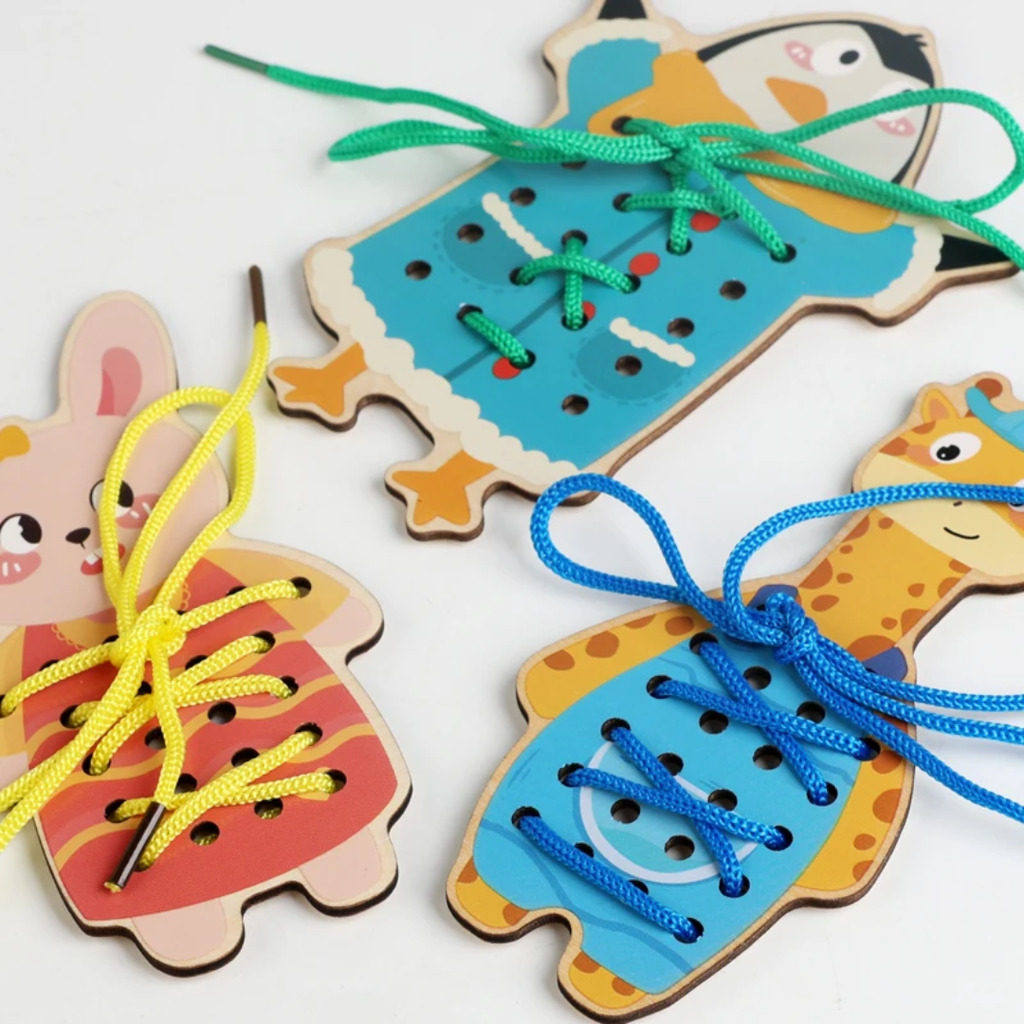 Colorful wooden fruit beads for lacing and sequencing – Montessori toys Lebanon
