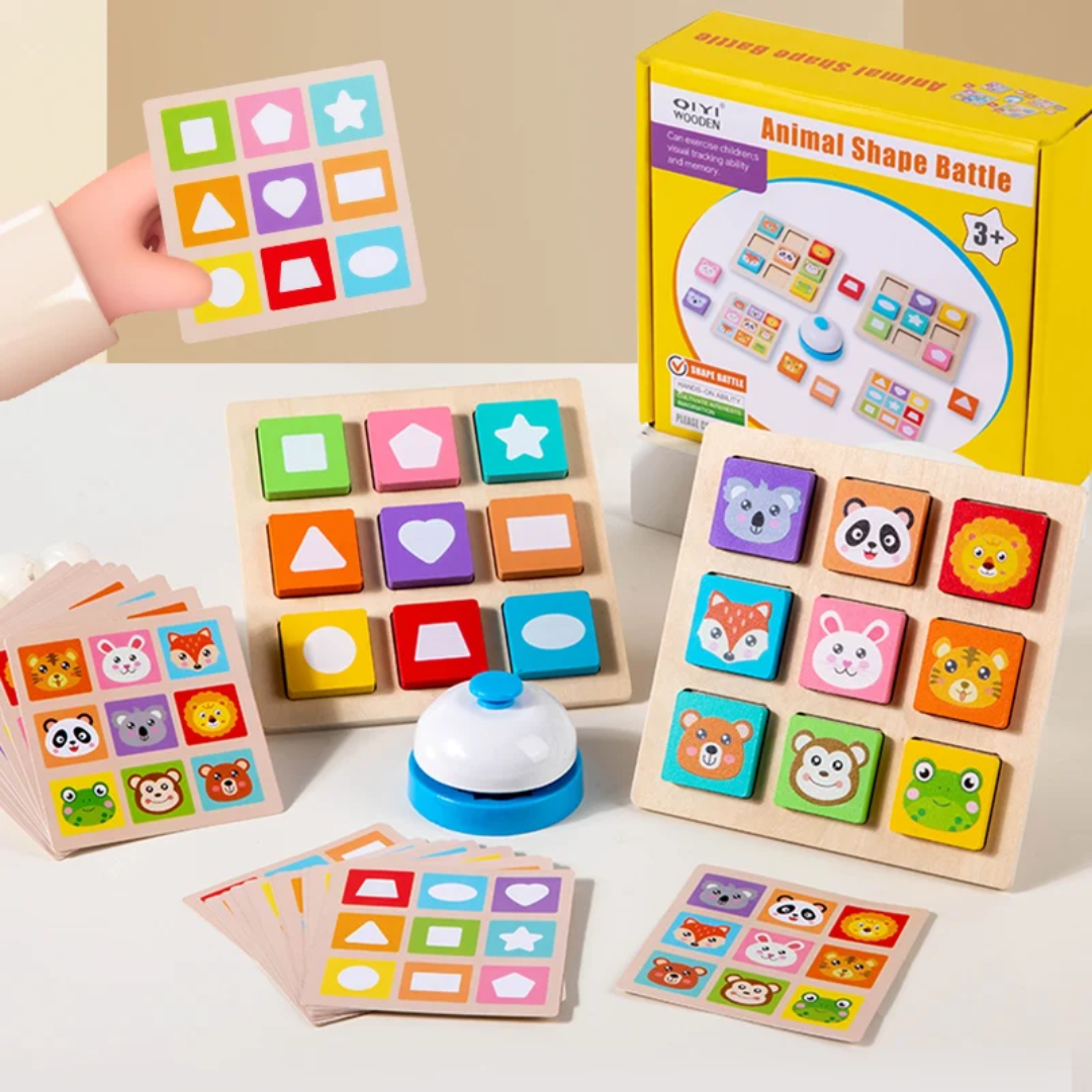 Competitive shape matching board game with service bell for kids – Educational games Lebanon