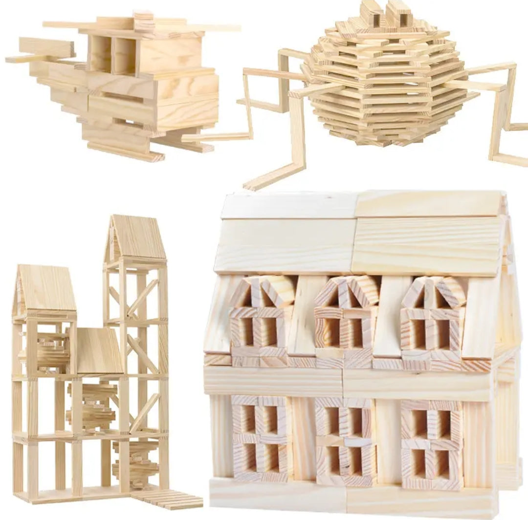 100pcs wooden building planks in storage box – Best creative gift for toddlers in Lebanon