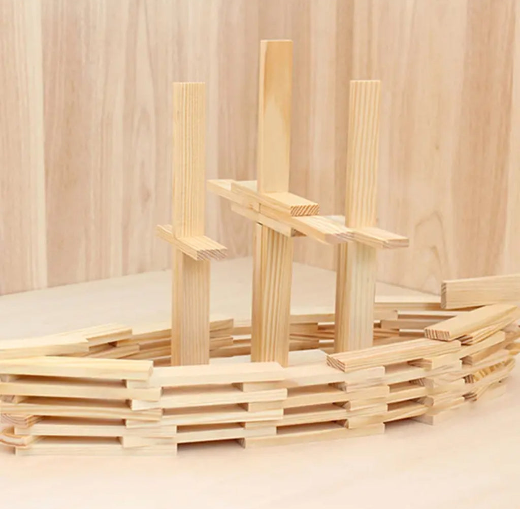 Wooden tower built with stacking planks – STEM educational toy for kids Lebanon